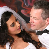 Hot Bride Lou Charmelle goes black in front of her Husband